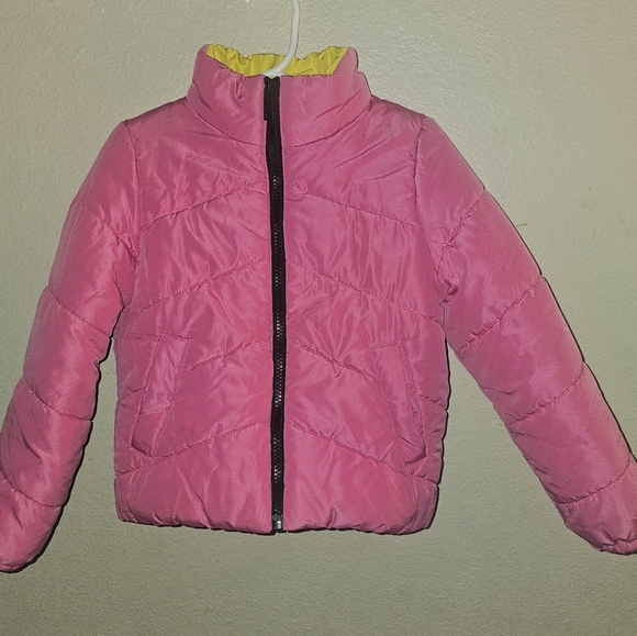 Nordstrom Kids Pink Puffer Coat with Yellow Lining - Picture 1 of 8